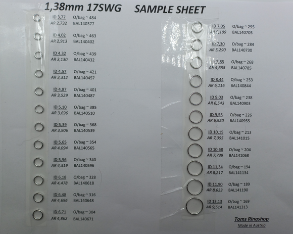 1,38mm 17SWG aluminium catalogue page
